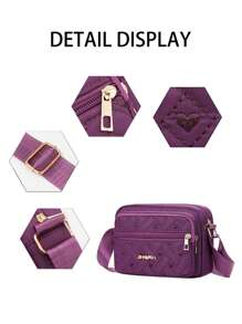 Fashionable Quilted Crossbody Bag, Plush Material Coin Purse, Same Color Fashion Matching, Multifunctional Zipper Heart-Shaped Shoulder Bag Embroidered Crossbody Bag, Plush Material Mini Headphone Storage Bag, Mother's Gift, Women's Leisure Wallet Handbag, Multi-Layer Mobile Phone Bag, Outdoor Women's Bag, Portable White-Collar Student Work Business Commuting Bag, Best Friend And Family Gift, Travel Party Souvenir - Multicolor - View 6