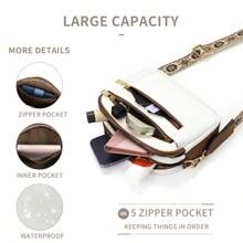 GAINSNS 1pc Bohemia Women's Casual Crossbody Bag, Fashion PU Vegan Crossbody Purse For Women, Vintage Small Shoulder Bags With Retro Adjustable Shoulder Strap, Lightweight And Spacious Commuter Bag - 白棕色 - 查看 4