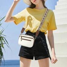 GAINSNS 1pc Bohemia Women's Casual Crossbody Bag, Fashion PU Vegan Crossbody Purse For Women, Vintage Small Shoulder Bags With Retro Adjustable Shoulder Strap, Lightweight And Spacious Commuter Bag - 白棕色 - 查看 7