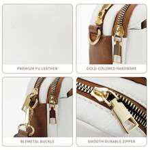 GAINSNS 1pc Bohemia Women's Casual Crossbody Bag, Fashion PU Vegan Crossbody Purse For Women, Vintage Small Shoulder Bags With Retro Adjustable Shoulder Strap, Lightweight And Spacious Commuter Bag - 白棕色 - 查看 3