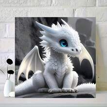 Bộ dụng cụ làm tranh kim cương 5D DIY (Thích hợp cho người lớn), chủ đề động vật Rồng trắng, bộ dụng cụ làm đồ thủ công kim cương Acrylic tròn (Có thể dùng làm quà tặng trang trí tường nhà) - SSS136-20x20 - Xem 8