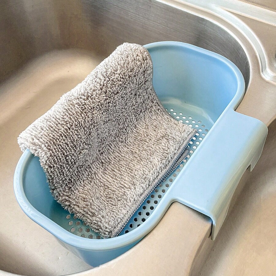 Sky Blue European Simple Kitchen Sink Drain Rack With Filter, Sponge