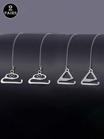 2pairs/Set Transparent Heart & Triangle Shaped Bra Straps, Mix Style, Metal Hook, Invisible & Traceless Spaghetti Strap For Bra, Lingerie, Off Shoulder Straps