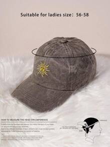 1pc Embroidered Sun 4-Season Outdoor Baseball Cap, Vintage Washed Unisex Truck Hat, Breathable Adjustable Golf Sun Hat For Women, Fashion Curved-Brim Sun Hat For Men, Y2K Couple Sun Hat - Coffee Brown - View 4