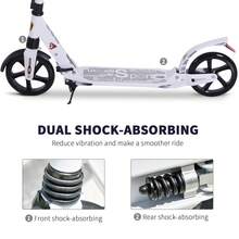 HOMCOM Folding Kick Scooter 2 Big Wheels Teens Adult 14+ Adjustable Ride On - White - View 7