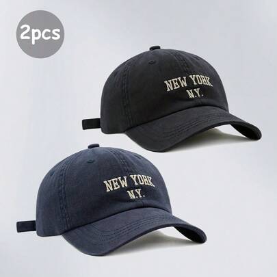 2pcs/Set Fashionable Wide Brimmed Baseball Cap, Versatile Sun Protection