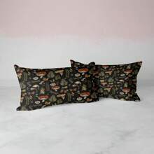 3 Peças Conjunto de Roupa de Cama com Estampa de Floresta de Cogumelos e Floral em Poliéster, Adequado para Quarto e Quarto de Hóspedes. Confortável Conjunto de Edredom, Presente Ideal para Família e Amigos (1*Capa de Edredom + 2*Fronhas, Sem Enchimento) - terno 1 - Visão 5