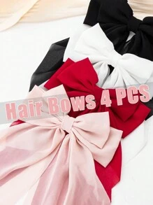 4 قطعة/مجموعة مشابك شعر للنساء، فيونكة سوداء، فيونكة بيضاء، فيونكة وردية، مشابك شعر بفيونكة، مشابك شعر بفيونكة ساتان، مشابك شعر بفيونكة ذيل طويل، اكسسوارات شعر للحفلات، اكسسوارات شعر لعيد الحب، مخالب شعر بفيونكة، اكسسوارات عيد الحب، اكسسوارات رأس - متعدد الألوان - مشاهدة 7