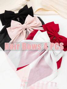 4 قطعة/مجموعة مشابك شعر للنساء، فيونكة سوداء، فيونكة بيضاء، فيونكة وردية، مشابك شعر بفيونكة، مشابك شعر بفيونكة ساتان، مشابك شعر بفيونكة ذيل طويل، اكسسوارات شعر للحفلات، اكسسوارات شعر لعيد الحب، مخالب شعر بفيونكة، اكسسوارات عيد الحب، اكسسوارات رأس - متعدد الألوان - مشاهدة 3