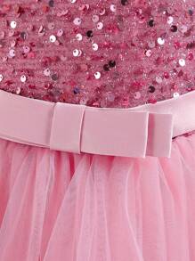 4-Season Tween Girl Sequin Multilayer Mesh Princess Dress, Lovely Banquet Graduation Gown