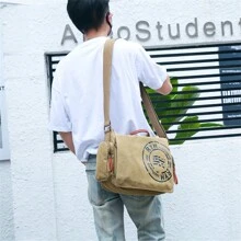 1 pieza Bolso cruzado de lona con estilo para hombres, con compartimento espacioso para documentos y tableta, correa de hombro práctica para viajes, diseño bandolera para uso diario, salir y viajes de negocios - resistente al agua y mensajero versátil para hombres, bolsos para portátiles y bolsa escolar