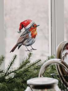 可爱的圣诞帽和小鸟墙壁/窗户贴纸适用于卧室、客厅、入口、宿舍、家居装饰 - 可愛聖誕帽小鳥窗貼畫 - 查看 9