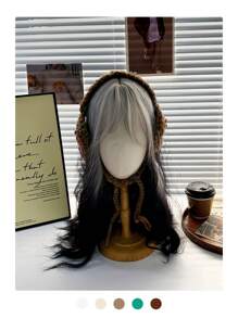 1 件 Y2K 风格星星和蝴蝶结装饰毛绒球系带针织耳套，冬季保暖耳罩头带女士发带头巾头带吸汗带 - 彩色 - 查看 6