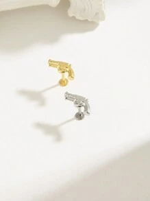 1pc Unique Titanium Steel Pistol Shape Earrings, Suitable For Women Daily Wear