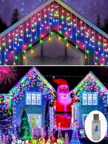 1 件 LED 冰柱灯串，户外装饰吊灯，96LED 4 米/13 英尺户外闪烁灯，室内仙女灯适用于派对、节日、婚礼、生日、屋檐、栏杆装饰 - 白色 - 查看 1