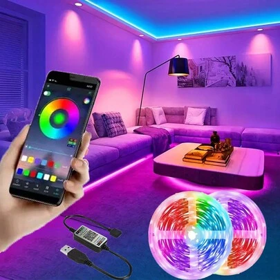 1pc LED Bluetooth Light Belt, USB Power Supply Light Belt, With Application Control, Non-Removable Color Change, Near The Ceiling Light, No Battery, Suitable For Home Decoration Festival Decoration, Computer And TV Cabinet Background Backlight