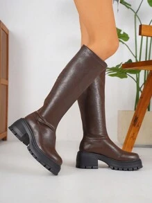 Fall/Winter 2025 Women Thick Sole Over The Knee Boots Fashionable & High-End Leather Surface Riding Boots,Brown Boots - Coffee Brown - View 4