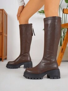 Fall/Winter 2025 Women Thick Sole Over The Knee Boots Fashionable & High-End Leather Surface Riding Boots,Brown Boots - Coffee Brown - View 3