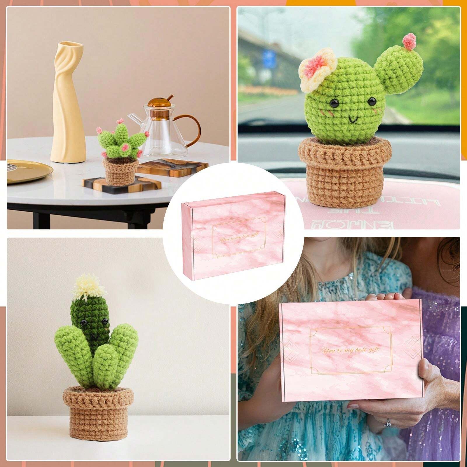 Beginner DIY Succulent Plant Potted Crochet Kit, Suitable For Beginners