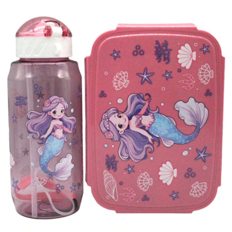 Baby Food Container Meal Kit With Divider And Plastic Cutlery - Hoa hồng nàng tiên cá - Xem 1