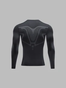 KOVSEE Sports Tights Boyfriend Style Men's High Elastic Quick-Drying Running Long-Sleeved Basketball Soccer Fitness Cycling Bottoming Clothes Sweat T-Shirt
