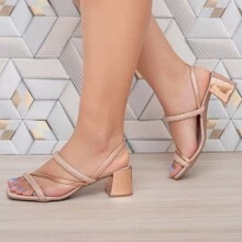 Stilo Women's Pink Sandal With 5 Cm Heel And Comfortable Straps - Shiny-8412 - 銅色 - 查看 3