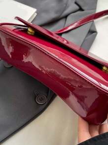 轻便商务休闲简约翻盖方包，适合少女、女性、大学生、年轻职业人士和上班族，完美适用于办公室、大学、工作、商务、通勤、户外活动、旅行和徒步。时尚酒红色手提包，优雅女士包，红色钱包。 - 酒紅色 - 查看 6