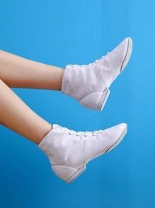 Giày bốt Jazz cổ cao buộc dây mới cho nữ Giày khiêu vũ hiện đại đế mềm đế thấp 1cm Giày khiêu vũ, giày ba lê, giày thể thao khiêu vũ trong nhà/ngoài trời, giày khiêu vũ cổ điển/múa bụng cho nữ, giày tập yoga - trắng - Xem 5