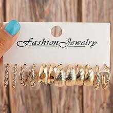 12-48 件/套多层仿珍珠扭纹耳环套装，派对/约会/日常佩戴礼物 - 圈圈耳環 - 查看 11