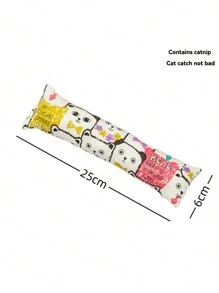 1pc Plush Chew-Resistant Cat Shaped Pillow, Cartoon Cat Pattern Round Filled Cat Nip Cat Grass Stress Relief Companion Toy, Pet Daily Companion, Suitable For All Seasons