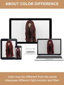 26 Inches Red/99J Bdoy Wave Long Wave Wigs Synthetic Silk Straight Natural Wig Heat Resistant Fiber Red Wig With Baby Hair For Women - Burgundy - View 8