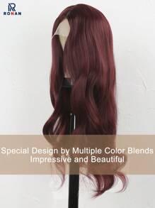 26 Inches Red/99J Bdoy Wave Long Wave Wigs Synthetic Silk Straight Natural Wig Heat Resistant Fiber Red Wig With Baby Hair For Women - Burgundy - View 5