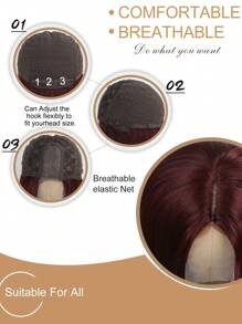 26 Inches Red/99J Bdoy Wave Long Wave Wigs Synthetic Silk Straight Natural Wig Heat Resistant Fiber Red Wig With Baby Hair For Women - Burgundy - View 7