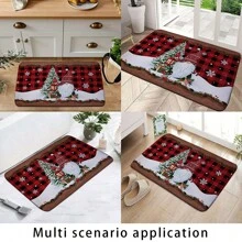 1 bucată Crăciun, roșu, negru, carouri, pitic și model de pom de Crăciun, covor decorativ de familie - Covor modern, minimalist, super absorbant, anti-alunecare, moale, prietenos cu pielea, rezistent la oboseală, covoraș antiderapant pentru intrare interioară, ușă din față, bucătărie, spălătorie, mai multe stiluri disponibile