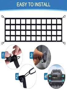 Tailgate Net For Pickup Truck Bed - Cargo Trucks Bed Divider For Full Size Truck 60'' X 18'' (Black) - Mesh Tail Gate Competible With C Hevy,  F Ord, T Acoma, T Oyota, R Am Etc