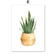 1 pezzo Quadro murale in tela con motivo di piante verdi, cactus, tigre, pianta, monstera, cartellone e stampe da parete, quadri per decorazione del soggiorno senza cornice - Multicolore - Visualizzare 10