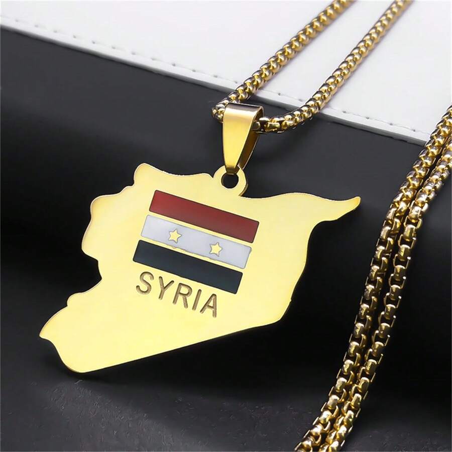 Map Of Flag Necklace Women Men Stainless Steel Gold/Silver Southwest