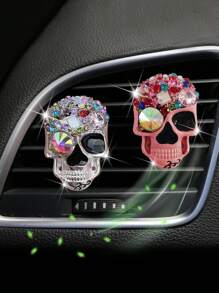 1pc Retro Rhinestone Skull Shaped Car Vent Air Freshener, Suitable For Car Air Conditioning Vent - Multicolor - View 11