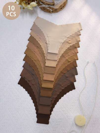 10 unidades/pacote calcinhas femininas triângulo estampadas com bordas onduladas e confortáveis