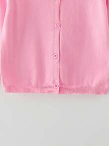 Young Girl Solid Color Air Conditioning Button Cardigan, Summer - Pink - View 4