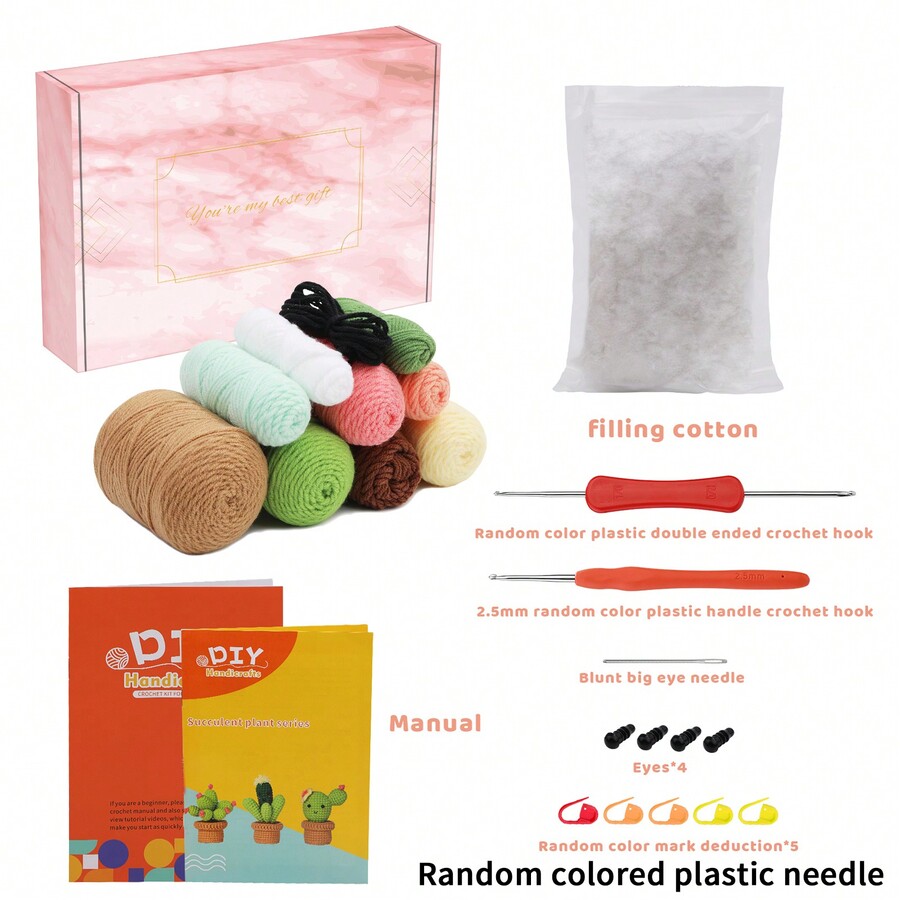 Beginner DIY Succulent Plant Potted Crochet Kit, Suitable For Beginners
