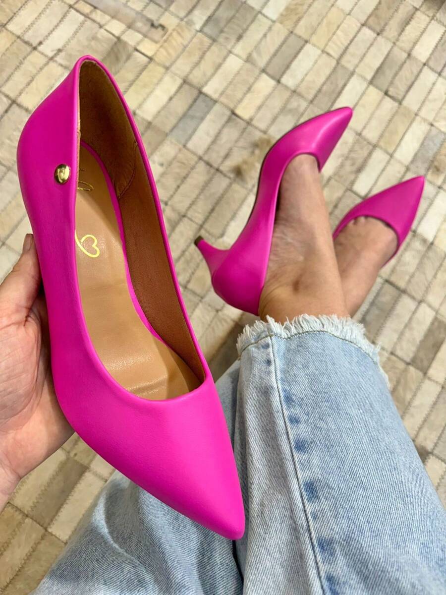 Women's Low Heel Pumps - Màu Hồng Tươi - Xem 1