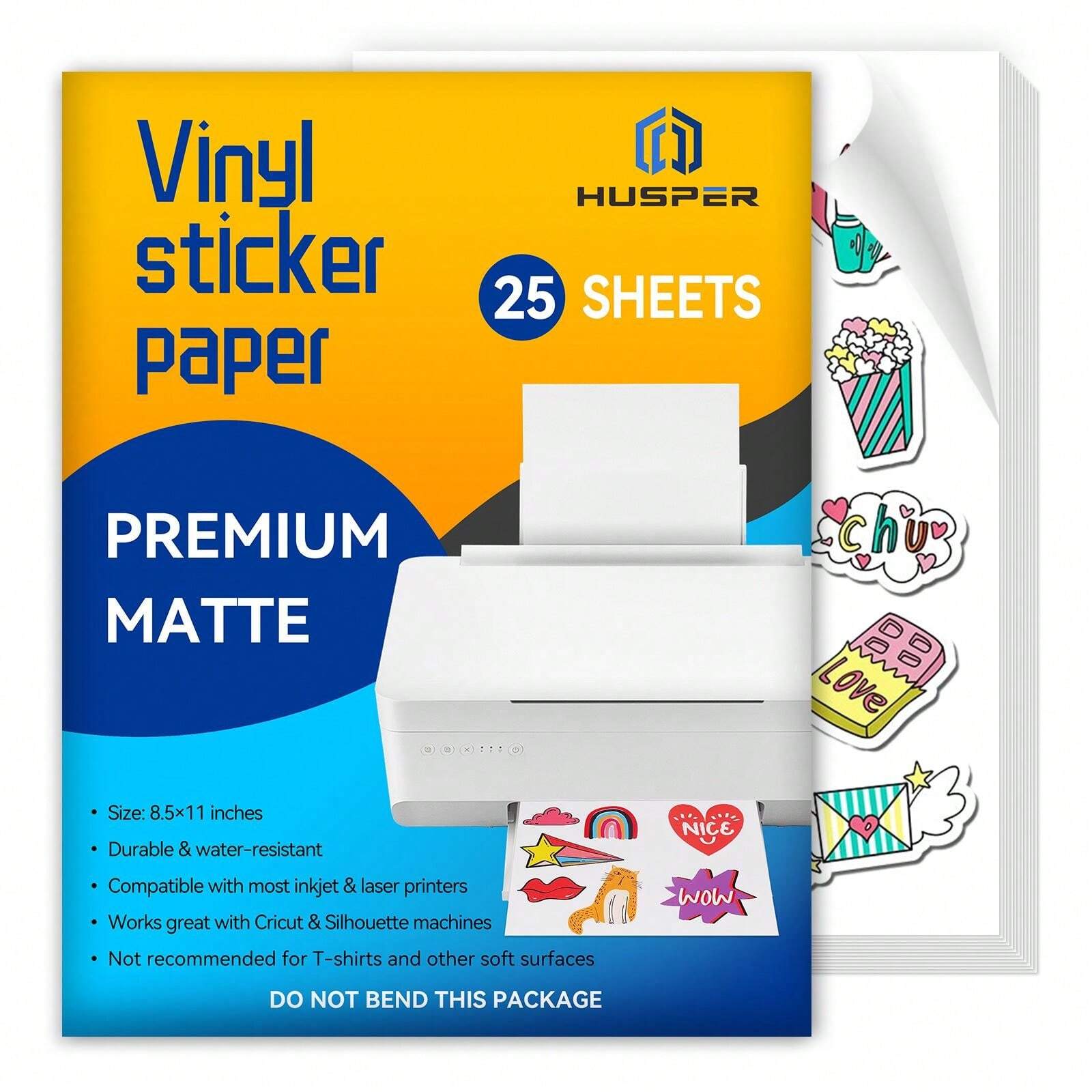 Color Box Package Letter Size 8.5"X11" Printable Vinyl Sticker Paper