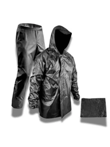 Motorcycle Rain Cover Set Rubberized Waterproof Motoboy Reflective Bag - Negro - Ver 1