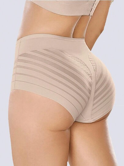 Bragas sin costuras para mujer, de cintura alta en colores café, rojo, azul y transparente de malla, con alta elasticidad y control de abdomen