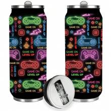 1 件不锈钢真空时尚保温水杯，罐形水杯，多用途咖啡杯饮料杯，旅行度假杯，旅行杯，带盖冷杯，保温杯旅行的最佳选择，送给家人、朋友和爱人的礼物，户外健身，家庭和办公室用水瓶回到学校