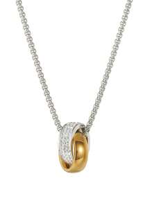 1件嘻哈风格双环吊坠项链，男士奢华水钻不锈钢项链，适合派对和日常佩戴 - 雙環吊墜項鍊 - 查看 7