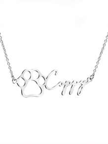 定制爪子名字项链，可爱宠物项链，男女定制名字项链猫爪项链，宠物纪念项链，送给妈妈的礼物，圣诞节礼物，送给她的生日礼物 - 銀色 - 查看 10