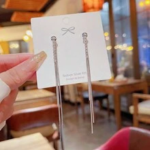 1 件简约时尚流苏耳环，适合女性日常佩戴 - 銀色 - 查看 4