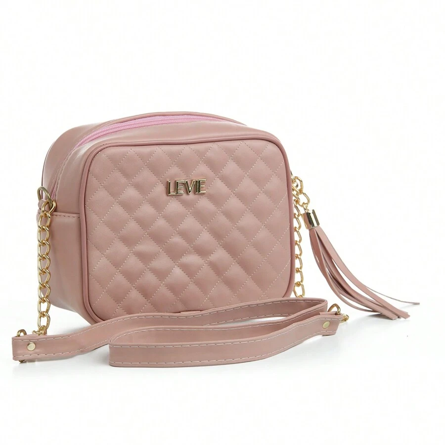 Women's Small Embroidered Handbag With Chain Strap Side Crossbody Shoulder Bag - Màu hồng gỉ - Xem 1